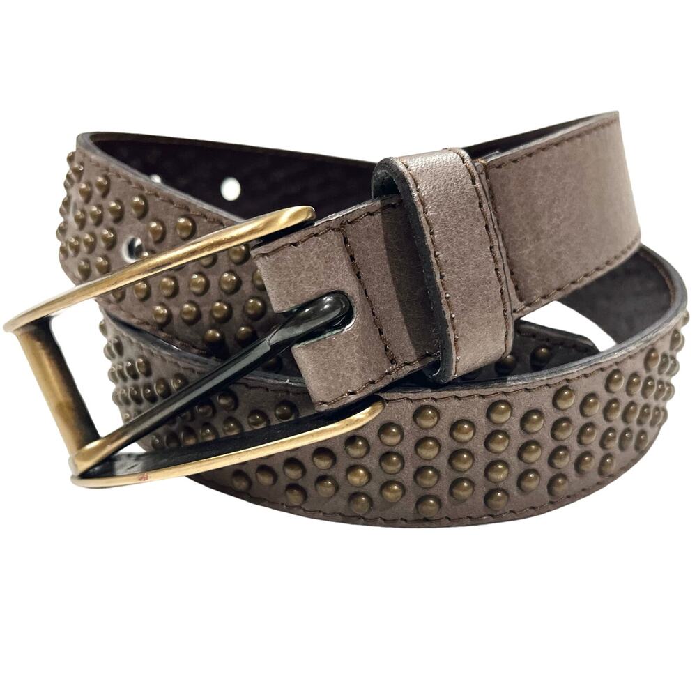 VTG ABRO Studded Belt Italian Leather Italy S M 28-32" Copper Bronze (Ret $115)